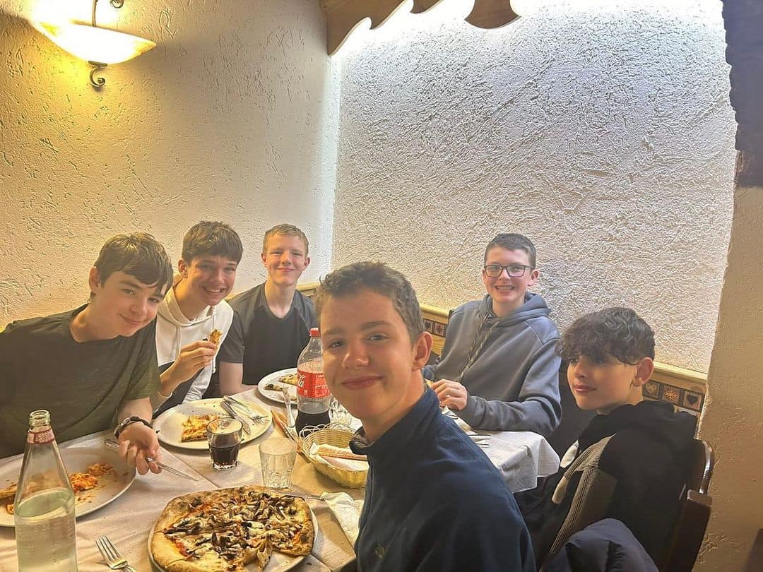 Cheadle Hulme High School students enjoy dinner at an authentic Italian restaurant.