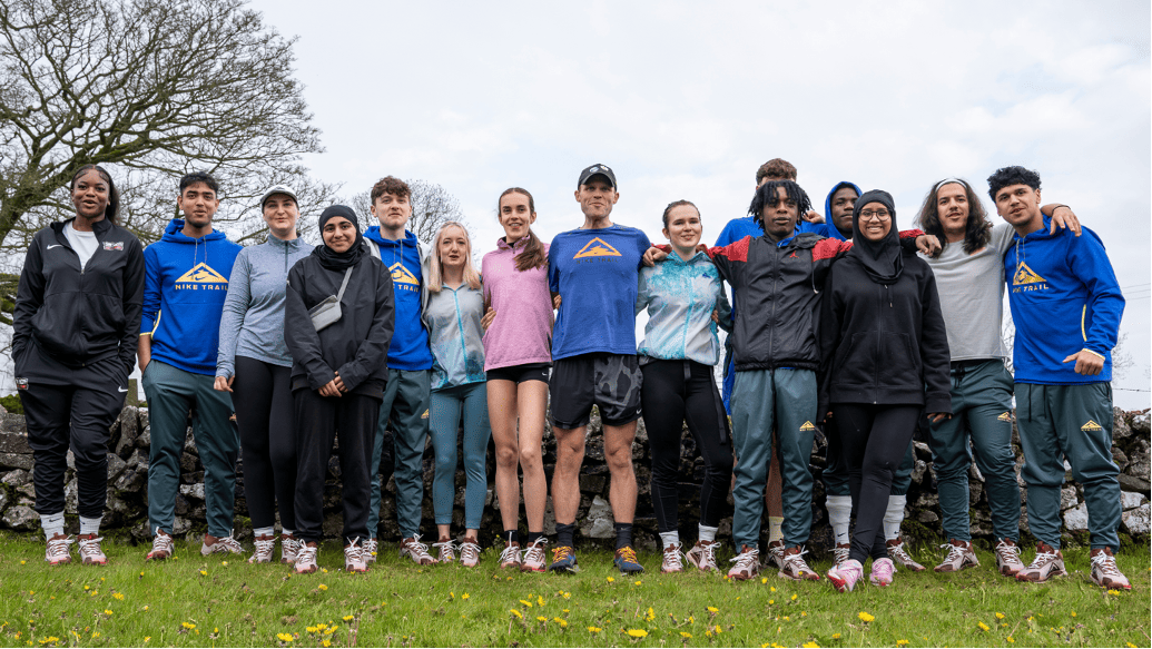 Eleana pictured with Nike Athlete John McAvoy and other Alpine Run Project members. 