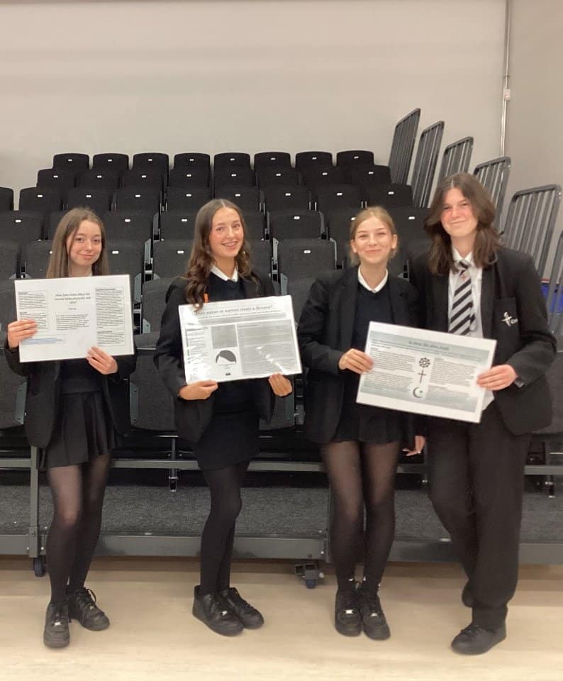 four of the five finalists from Cheadle Hulme High School at the Apertura Poster Fair final 2023