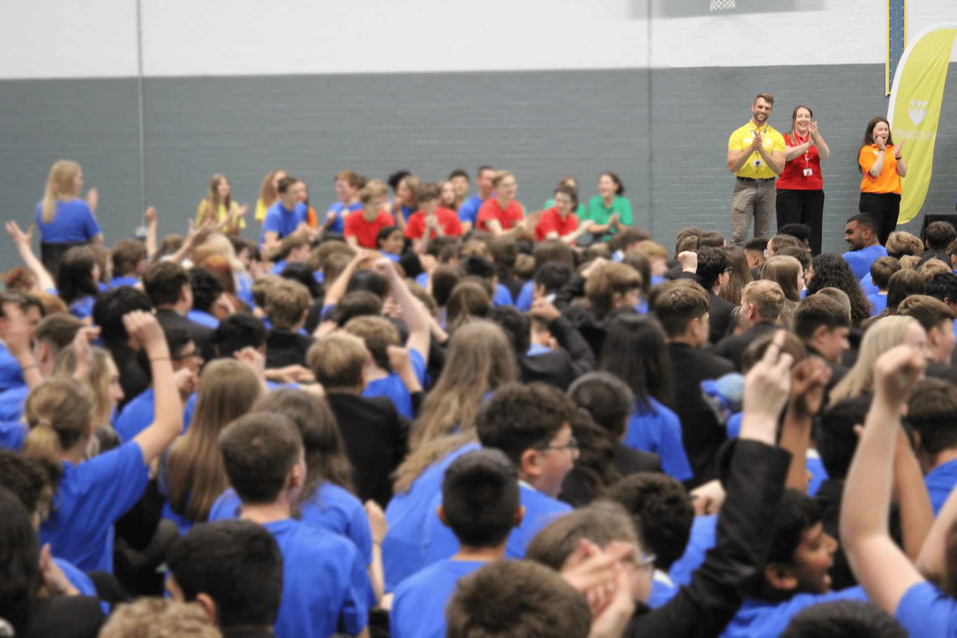 Cheadle Hulme High School students gathered in the sports hall at the House Cup Assembly