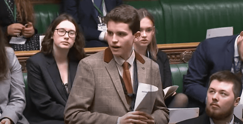 Cheadle Hulme Sixth Form student and Member of UK Youth Parliament, Rodrigo Palmer speaks in the House of Commons Debate.