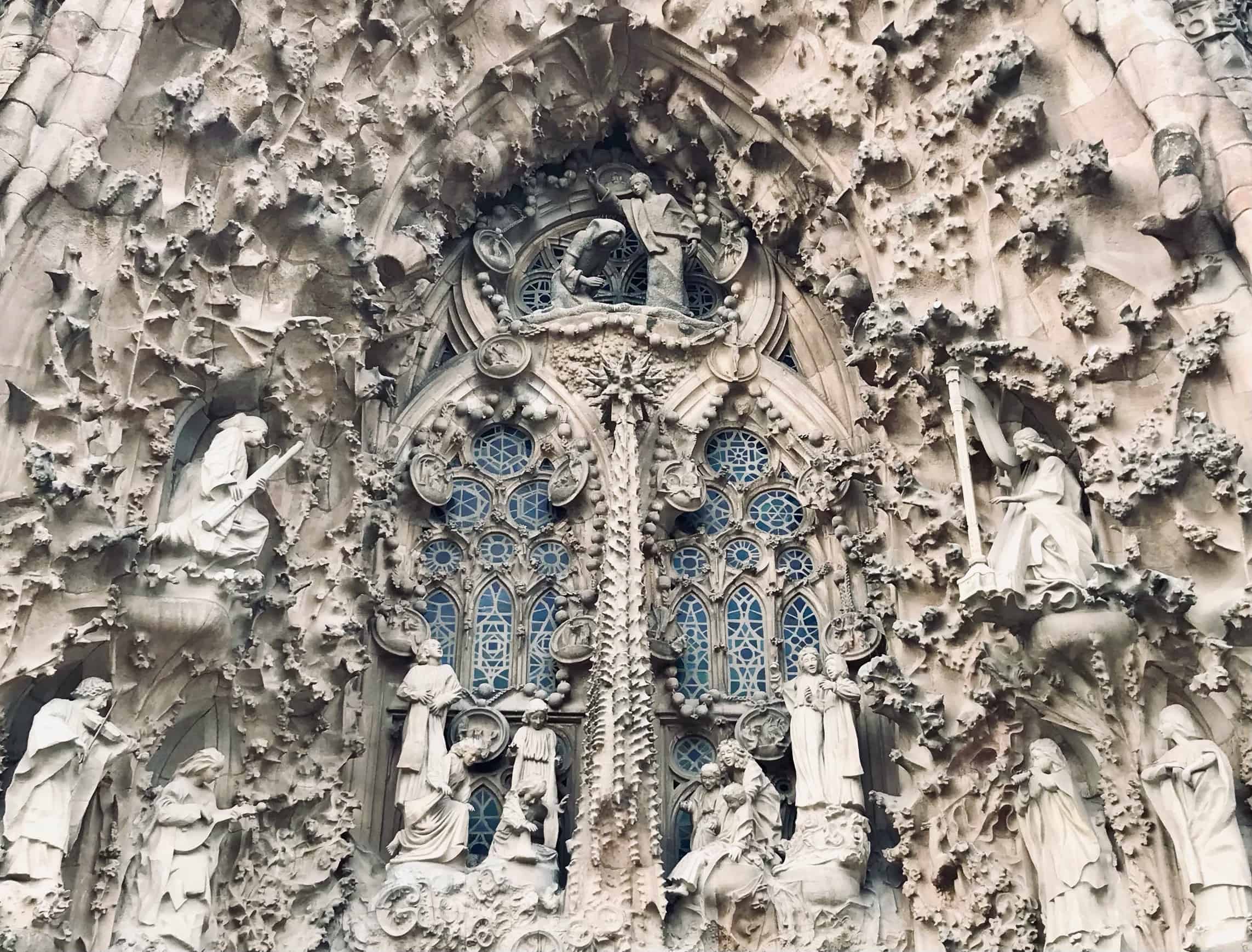A close up on the detailed architecture of the Sagrada Familia in Barcelona. Taken by Henry in Year 11, one of 12 winners in Cheadle Hulme High School Photography Calendar Competition 2024.